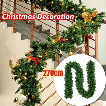 Рождественский венок Домашний год Зеленый венок Рождественская вечеринка Искусственная рождественская елка Ротанг Баннер Висячий орнамент Navidad