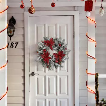 Рождественский венок Дверная гирлянда Многоразовая Сосновая шишка Подвесное Рождественское украшение для Парадной двери Diameter 40cm