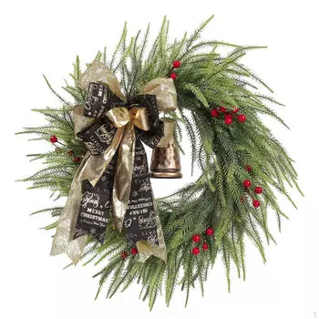 Рождественский венок-гирлянда для входной двери, для внутреннего и наружного использования, декоративная искусственная настенная подвеска