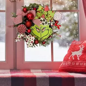 Рождественский венок, гирлянда на дверь фермерского дома, праздничное украшение на Рождество