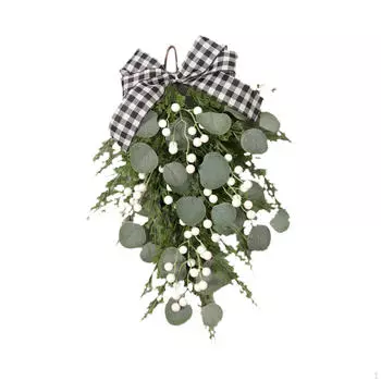 Рождественский венок, гирлянда, украшенная бантом, подвесное украшение для фестиваля