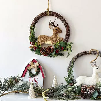 Рождественский венок, искусственный декор передней двери, Рождество для дома, в помещении Brown Elk
