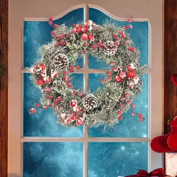 Рождественский венок Искусственный Рождество для крыльца Праздник Фермерский дом Фон