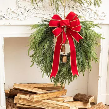 Рождественский венок из искусственной сосны высотой 50 см с колокольчиком на входную дверь для отелей, стильный