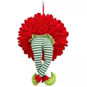 Рождественский венок из ножек эльфа, мешковина, позирующие плюшевые ножки для елочных украшений