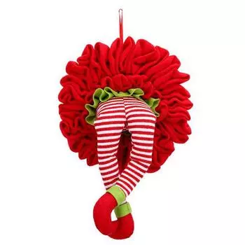 Рождественский венок из ножек эльфа, рождественский венок вора, гирлянды из ножек эльфа для входной двери Green Legs