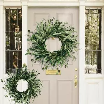 Рождественский венок из оливок, украшение из оливковых фруктов, украшение на стену, подвесное украшение на дверь, искусственные цветы 45CM