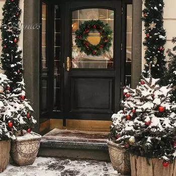 Рождественский венок из сосновых иголок, венок из шишек с красными ягодами, многоразовый сезонный праздничный венок для украшения каминной полки входной двери B