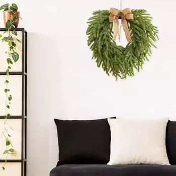 Рождественский венок из сосны. Искусственный венок из зеленой сосны для декора стены входной двери.