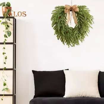 Рождественский венок из сосны, искусственный венок из зеленой сосны для декора стены входной двери, искусственная гирлянда из сосновых иголок для внутреннего и наружного украшения 50 cm