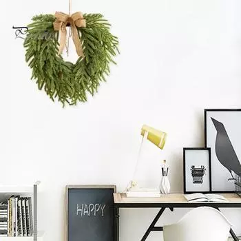 Рождественский венок из сосны, искусственный венок из зеленой сосны для декора стены входной двери, искусственная гирлянда из сосновых иголок для внутреннего и наружного украшения 50 cm