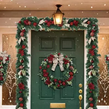 Рождественский венок на дверь Искусственное украшение для передней части Рождественское украшение S