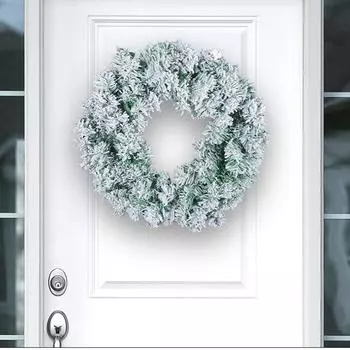 Рождественский венок, новое заснеженное кольцо из ПВХ-ротанга, рождественское украшение для окна торгового центра, подвеска S зелёный