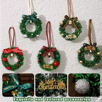 Рождественский венок подвеска Мини праздничная атмосфера украшение окна сцена макет дома настенное украшение на дверь