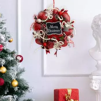 Рождественский венок Подвеска на входную дверь Крыльцо Новогодний фермерский дом Снежинка Красные ягодные гроздья Гирлянда Зимний фестиваль Вешалка на дверь коридора красный
