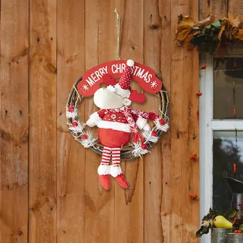 Рождественский венок, праздничное подвесное украшение, входная дверь, рождественская гирлянда из ротанга, домашний декор для Upright Doll