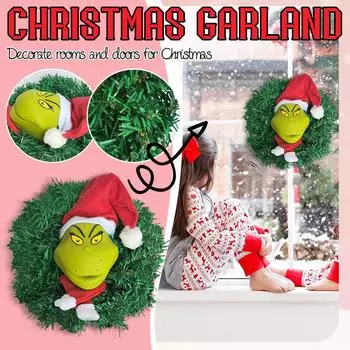 Рождественский венок, Рождественская гирлянда, Дверной венок Рождественское украшение Венок Украшение Рождественская плюшевая кукла