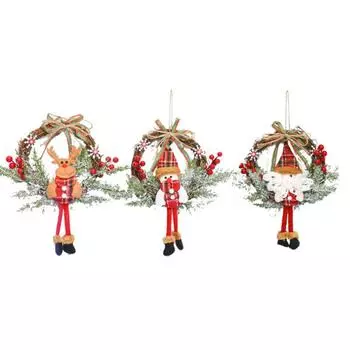 Рождественский венок, рождественский венок на елку для входной двери, рождественский Санта-Клаус, снеговик, олень, подвесной Snowman wreath