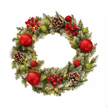 Рождественский венок, рождественское украшение в деревенском стиле 19,7 дюймов с подсветкой, зима для камина
