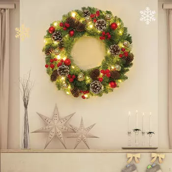Рождественский венок Рождество с подсветкой Подвесной орнамент Зимнее украшение