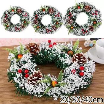 Рождественский венок с искусственной шишкой и красными фруктами, идеально подходящий для домашнего декора 30CM