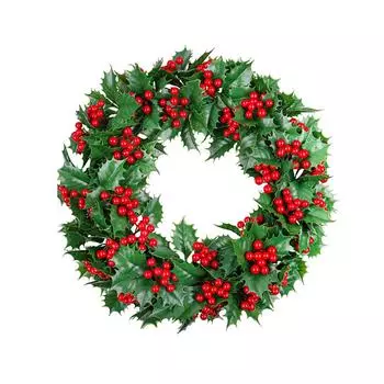 Рождественский венок с красными фруктами, имитация ягод, рождественский венок из лозы, круг для украшения окна, настенный венок One Size