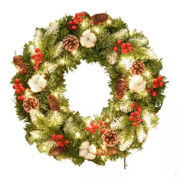Рождественский венок с огнями для зимнего фестиваля сада у входной двери 30cm