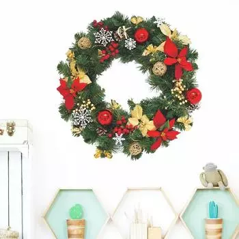 Рождественский венок Санта-Клаус Наклейка на стену Украшение на стену на окно Самоклеящаяся входная дверь Витрина магазина Стекло Новогодний постер