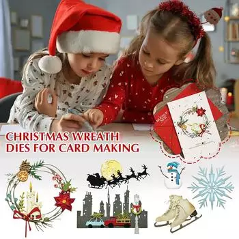 Рождественский венок штампы для изготовления открыток DIY скрапбукинг штампы пуансеттия гирлянда свеча резка M X1N1 C-1pcs