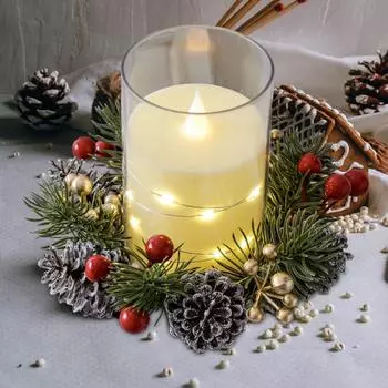 Рождественский венок со свечами и кольцами, искусственные ягоды, столб для украшения стола Gold