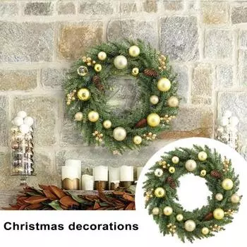 Рождественский венок со светодиодными лампочками, дизайн сосновой шишки, яркий цвет, реалистичная гирлянда для входной двери, подвесной орнамент Without Light
