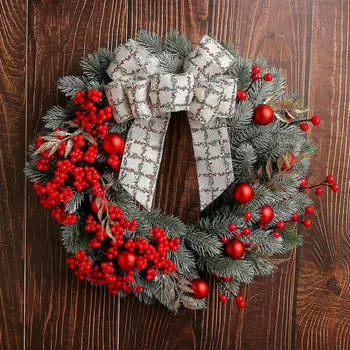 Рождественский венок, украшение для вечеринки, ручная работа, настенная подвесная зимняя дверная гирлянда для