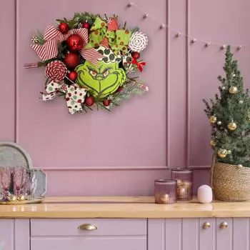 Рождественский венок, украшение на дверь фермерского дома, гирлянда, праздничный декор для рождественской елки, камина, каминной полки, крыльца, окна, стены 40cm