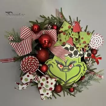 Рождественский венок, украшение на дверь фермерского дома, гирлянда, праздничный декор для рождественской елки, камина, каминной полки, крыльца, окна, стены 40cm