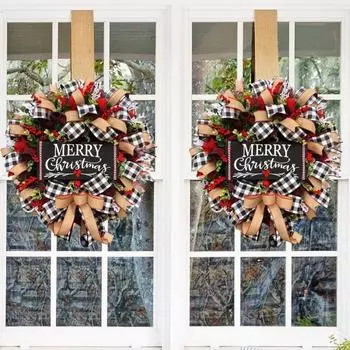 Рождественский венок, украшение. Веселый рождественский венок из мешковины с искусственными ягодами для S