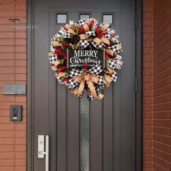 Рождественский венок, украшение, веселый рождественский венок из мешковины с искусственными ягодами для украшения стены входной двери, крыльца дома S