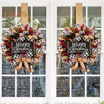 Рождественский венок, украшение, веселый рождественский венок из мешковины с искусственными ягодами для украшения стены входной двери, крыльца дома S