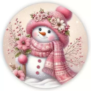 Рождественский венок в центре украшения - Деревянное круглое праздничное настенное дверное украшение Снеговик Рождественское украшение для дома