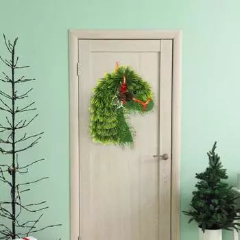 Рождественский венок в виде головы лошади, искусственный венок из сосновых шишек для входной двери, венок из имитированных сосновых иголок