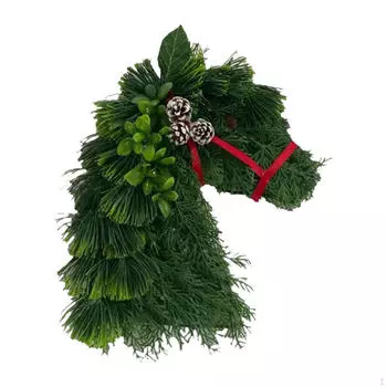 Рождественский венок в виде головы лошади, украшения для камина в офисе отеля Horse Face Right