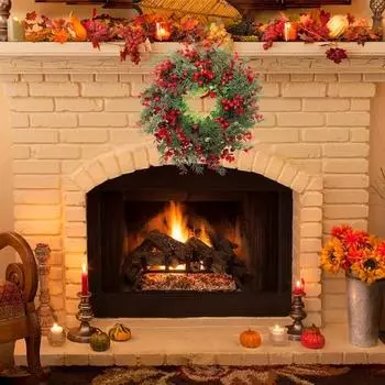 Рождественский венок Yousheng, искусственные ягоды, сосновая рождественская гирлянда, украшение для дома и улицы, входная дверь, камин, спальня, балкон, столовая, вечеринка зелёный