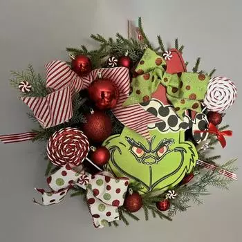 Рождественский венок Yousheng, украшение на дверь фермерского дома, гирлянда, праздничный декор для рождественской елки, камина, каминной полки, крыльца, окна, стены 40cm