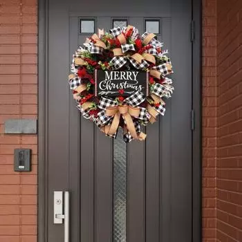 Рождественский венок Yousheng, украшение, веселый рождественский венок из мешковины с искусственными ягодами для украшения стены входной двери, крыльца дома S