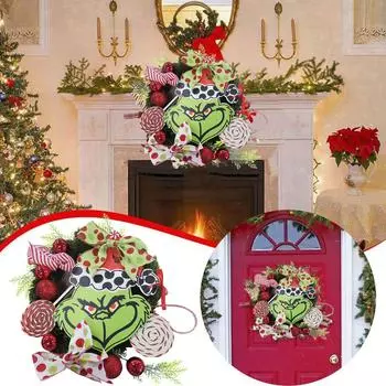 Рождественский венок, забавный приветственный знак на входной двери, рождественские украшения, рождественские венки для украшения крыльца One Size