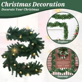 Рождественский венок, зеленый искусственный венок с шишками и красными ягодами, искусственное украшение для дома и улицы, сад One Size зелёный