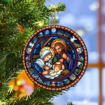 Рождественский вертеп 2D акриловый рождественский вертеп подвесной орнамент религиозное рождественское украшение