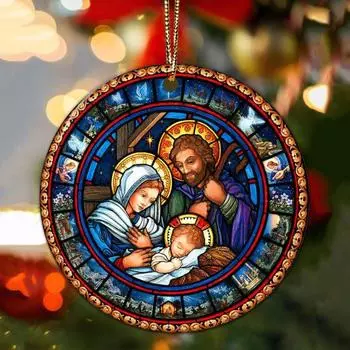 Рождественский вертеп, 2D акриловый вертеп, подвесное украшение, религиозное рождественское украшение для декора дерева, христианский подарок, набивка для чулок A