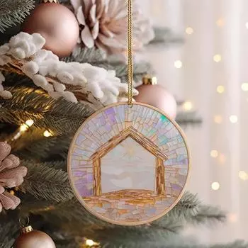 Рождественский вертеп, акриловый христианский кулон, религиозный рождественский елочный подвесной орнамент для праздничного украшения A