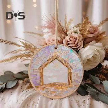 Рождественский вертеп, акриловый христианский кулон, религиозный рождественский елочный подвесной орнамент для праздничного украшения A