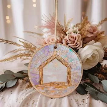 Рождественский вертеп, акриловый христианский кулон, религиозный рождественский елочный подвесной орнамент для праздничного украшения A